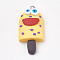 Handmade Polymer Clay Pendants, with Iron Findings, Ice Cream with Smile, Platinum, Yellow, 34~35x16~17x8~9mm, Hole: 2mm