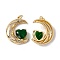 Brass Micro Pave Cubic Zirconia Pendants, with Jump Ring, Cadmium Free & Nickel Free & Lead Free, Rack Plating, Moon with Heart, Real 18K Gold Plated, 26x20x6mm, Hole: 3mm