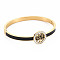 Ion Plating(IP) Crystal Rhinestone Flat Round with Tree of Life Bangle, Stainless Steel Hinged Bangle with Enamel for Women, Golden, Inner Diameter: 2x2-1/4 inch(5x5.7cm)