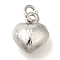 Brass Pendants, Heart Charms, Cadmium Free & Nickel Free & Lead Free, Platinum, 12x10x5.5mm, Hole: 3.5mm