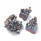 Electroplate Natural Druzy Quartz Crystal Decorations, Random Shape, Rainbow Plated, 70~116x40~100x30~58mm