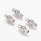 Brass Magnetic Clasps with Glue-in Ends, Nickel Free, Oval, Platinum, 16x8mm, Hole: 3mm
