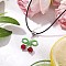 Red Cherry Dyed Synthetic Turquoise Beads & Glass Beaded Pendant Necklaces, Waxed Cotton Cord Necklaces for Women, Platinum, 17.52 inch(44.5cm)