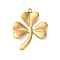 304 Stainless Steel Pendants, Ion Plating(IP), Golden, Clover, 25x19x3mm, Hole: 1.4mm