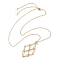 Crystal Stone Cage Pendant Necklaces, with Brass Slider, 304 Stainless Steel Cable Chain Necklaces, Real 18K Gold Plated, 25.83 inch(656mm), Pendnats: 48.5x24mm