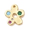 Eco-friendly Brass Micro Pave Cubic Zirconia Pendants, Cadmium Free & Lead Free, Long-Lasting Plated, Flower, Golden, 12.5x11x1.6mm, Hole: 1mm