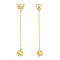 Brass Beads, with Chain, Nickel Free, Butterfly with Flower, Real 14K Gold Plated, 69mm, Hole: 3.5mm