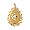 Ion Plating(IP) 304 Stainless Steel Rhinestone Pendants, Real 18K Gold Plated, Teardrop Charm, Crystal, 19x12.5x2.5mm, Hole: 1.2mm