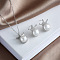 Crown Brass Micro Pave Cubic Zirconia & Imitation Pearl Pendant Nekclaces & Stud Earrings Sets, with 304 Stainless Steel Chain, Platinum & Stainless Steel Color, 15.75 inch(400mm)