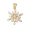 Brass Micro Pave Cubic Zirconia Pendants, Snowflake Charms, Long-Lasting Plated, Cadmium Free & Lead Free, Rack Plating, Real 18K Gold Plated, 21x17x2.5mm, Hole: 5x3.5mm