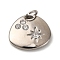 Brass Micro Pave Cubic Zirconia Pendants, Nuggets with Star Charms, with Jump Ring, Long-Lasting Plated, Cadmium Free & Lead Free, Rack Plating, Platinum, 13.5x14.5x2.5mm, Hole: 3mm