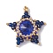 Glass & Seed Bead Woven Pendants, Star, Dark Blue, 30x28~30x6.5mm, Hole: 1.8mm