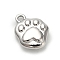 Alloy Pendants, Paw Print Charms, Platinum, 13.5x12.5x4.5mm, Hole: 1.8mm