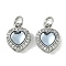 Brass Micro Pave Cubic Zirconia Charms, Cadmium Free & Nickel Free & Lead Free, with Resin, Heart, Platinum, 12x10x6mm, Hole: 3mm