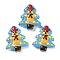 Christmas Theme Handmade Lampwork Beads, Christmas Trees, Light Sky Blue, 25~26.5x18.5~22.5x6.5~7.5mm, Hole: 1.6~1.8mm