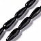 Natural Black Stone Beads Strands, Faceted, Teardrop, 28~30x9.5~10.5mm, Hole: 1.2mm, about 13pcs/strand, 14.65''~15.39''(37.2~39.1cm)