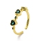 Brass with Cubic Zirconia Open Cuff Rings, Cadmium Free & Nickel Free & Lead Free, Heart, Real 18K Gold Plated, Inner Diameter: 17mm
