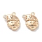 Brass Micro Pave Cubic Zirconia Pendants, Cadmium Free & Nickel Free & Lead Free, Father Christmas Charms, Real 18K Gold Plated, 13x12x3.5mm, Hole: 1.2mm