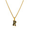 304 Stainless Steel Black Enamel Initial Pendant Twisted Chain Necklaces, Golden, Letter R, 15.75 inch(40cm)