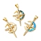 Rack Plating Brass Micro Pave Cubic Zirconia Pendants, with Plastic Pearl Beads, Cadmium Free & Lead Free, Long-Lasting Plated, Real 18K Gold Plated, Moon, 31.5x18.5x3mm, Hole: 4x3mm