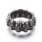 Retro 304 Stainless Steel Skull Rings, Wide Band Rings, Skull, Antique Silver, Size 7~Size 12, 17~22mm