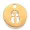 304 Stainless Steel Pendants, Cut-Out, Hollow, Flat Round with Number, Golden, Num.8, 19x1.5mm, Hole: 2.5mm