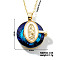 Luxury Fashionable American and European Style Brass Glass Virgin Mary Pendant Necklaces for Women, Blue, 15.75 inch(400mm)