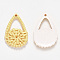 Resin Pendants, Imitation Woven Rattan Pattern, Teardrop, Yellow, 41x27x4~5mm, Hole: 2mm