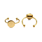 304 Stainless Steel Open Cuff Finger Ring Finding, Pad Ring Settings, 201 Stainless Steel Balls, Light Gold, Tray: 10mm, US Size 7 3/4(17.9mm), 1.5~3mm
