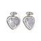 Brass Micro Pave Cubic Zirconia Pendants, Heart Charms, with Jump Ring, Long-Lasting Plated, Cadmium Free & Lead Free, Rack Plating, Platinum, 12x9.5x5mm, Hole: 3mm