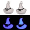 Halloween Theme Rack Plating Luminous Alloy Enamel Pendants, Glow in the Dark, Witch Hat Charm, Platinum, 19x14.5x2.5mm, Hole: 1.6mm