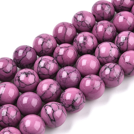 Окрашенные синтетической бирюзы шарика Gemstone пряди TURQ-R032-8mm-XSS15-1
