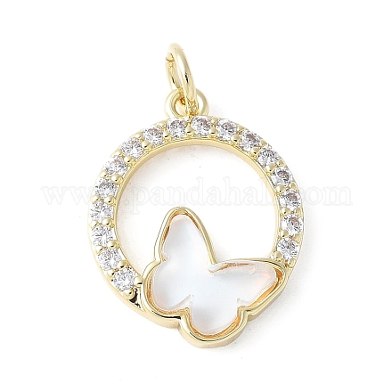 Подвески из латуни микропаве с фианитами и стеклом KK-F892-50G-01-1