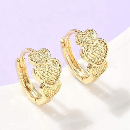 Серьги-кольца из латуни в форме сердца EJEW-Z102-15G-1