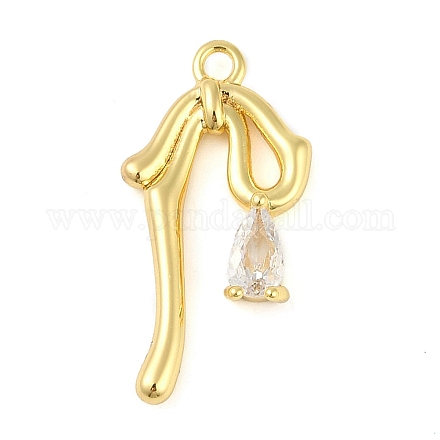 Латунные микропаве прозрачные подвески с фианитом KK-L219-08G-1