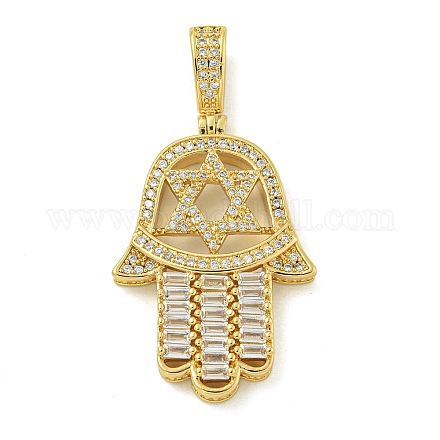 Подвеска из латуни с микропаве из прозрачного кубического циркония KK-Z067-25G-1