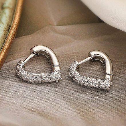 Серьги-кольца из латуни с микропаве из прозрачного кубического циркония для женщин EJEW-A110-05P-1