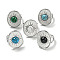304 Stainless Steel Open Cuff Rings, Synthetic Malachite & Turquoise Oval Finger Rings for Women Men, Stainless Steel Color, Adjustable