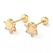 Paw Print Bow Brass Micro Pave Clear Cubic Zirconia Cartilage Earrings, Golden, 8.7x6.6mm