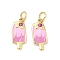 Brass Pave Cubic Zirconia Pendants, with Enamel, Ice Sucker, Lead Free & Cadmium Free, Rack Plating, Long-Lasting Plated, with Jump Ring, Real 18K Gold Plated, 15x7x1.5mm, Hole: 3mm
