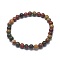 Natural Polychrome Jasper/Picasso Stone/Picasso Jasper Bead Stretch Bracelets, Round, Inner Diameter: 2-1/8 inch~2-3/8 inch(5.5~6cm), Bead: 8mm