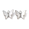 Brass Micro Pave Cubic Zirconia Pendants, Cadmium Free & Nickel Free & Lead Free, with Shell, with Jump Rings, Butterfly Charms, Platinum, 14.5x18.5x4mm, Hole: 3mm
