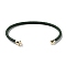 Stainless Steel Cuff Bangle Making, with Golden Tone Brass Finding, for Half Drilled Beads, Dark Green, Inner Diameter: 1-3/4x2-3/8 inch(4.6x6cm), Pin: 1mm