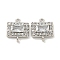 Brass Pave Clear Cubic Zirconia Connector Charms, Cadmium Free & Nickel Free & Lead Free, Rectangle Links, Platinum, 11x10x4mm, Hole: 1mm