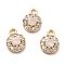 Brass Micro Pave Cubic Zirconia Charms, Cadmium Free & Nickel Free & Lead Free, Long-Lasting Plated, Real 18K Gold Plated, Flat Round, WhiteSmoke, 8x6x3mm, Hole: 1.2mm