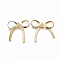 Brass Pendants, Bowknot, Nickel Free, Real 18K Gold Plated, 28~34x36~39x4~7mm, Hole: 1.6mm