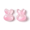 Electroplated Glass Cabochons, Rabbit, Pink, 10x8x3mm