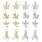16Pcs 8 Style Brass Micro Pave Cubic Zirconia Charms, with Jump Ring, Bird/Butetrfly/Dragonfly Charm, Platinum & Golden, 9~14x10~11x1.5~3mm, Hole: 3.2~3.4mm, 2pcs/style