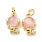 Eco-friendly Brass Micro Pave Clear Cubic Zirconia Pendants, with Cat Eye and Jump Ring, Cadmium Free & Lead Free, Spaceman, Real 18K Gold Plated, 14.5x8.5x4.5mm, Hole: 3.2mm