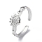 Non-Tarnish 304 Stainless Steel Open Cuff Ring Finding, Ring Settings, Sunflower, Stainless Steel Color, US Size 7 1/4(17.5mm), Fit for 1mm